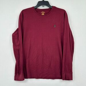 Polo Ralph Lauren Mens Long Sleeve T-Shirt Size M Red Loungewear Green Horse PJs